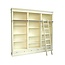 123schrank Brighton Bibliothek - Bücherregal - 250x40x240H cm - zerlegbar - mit Stange und Leiter - 12 verstellbare Einlegeböden - 3 Soft-Close-Schubladen