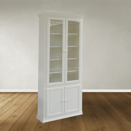 123schrank Vitrine/Schaltschrank LM 01 - 100x40x245H cm - 2 Vitrinentüren - 5 Fachböden - 2 geschlossene Flügeltüren - verstellbare Fachböden - schaltbar