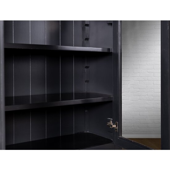 123schrank Vitrine/Schaltschrank LM 01 - 100x40x245H cm - 2 Vitrinentüren - 5 Fachböden - 2 geschlossene Flügeltüren - verstellbare Fachböden - schaltbar