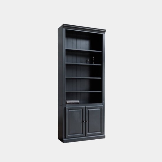 123schrank Schrank/Bücherregal LM 03 - 100x40x245H cm - 5 Fachböden - 2 geschlossene Flügeltüren - verstellbare Fachböden - umschaltbar