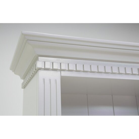 123schrank Privatbibliothek - Bücherregal - 300x43x240H cm - mit Stange und Leiter - verstellbare Einlegeböden - 15 Einlegeböden - 6 Schubladen - 6 geschlossene Flügeltüren