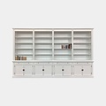 123schrank Bücherregal Melena del Sur - 400x43x240H cm - 20 Fachböden - 2 ausziehbare Fachböden - 8 geschlossene Flügeltüren - verstellbare Fachböden