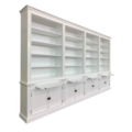 123schrank Bücherregal Melena del Sur - 400x43x240H cm - 20 Fachböden - 2 ausziehbare Fachböden - 8 geschlossene Flügeltüren - verstellbare Fachböden