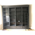 123schrank Brighton Bibliothek - Bücherregal - 330x40x240H cm - zerlegbar - mit Stange und Leiter - 330x40x240H cm - 16 verstellbare Einlegeböden - 4 Schubladen mit Soft Close