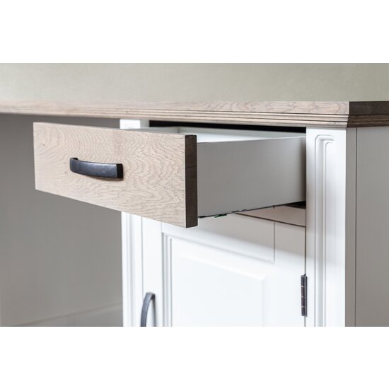 123schrank Schreibtisch Emma 06 - 140x60x78H cm - Platte Eiche - Schublade Eiche Soft Close - 1 geschlossene Flügeltür
