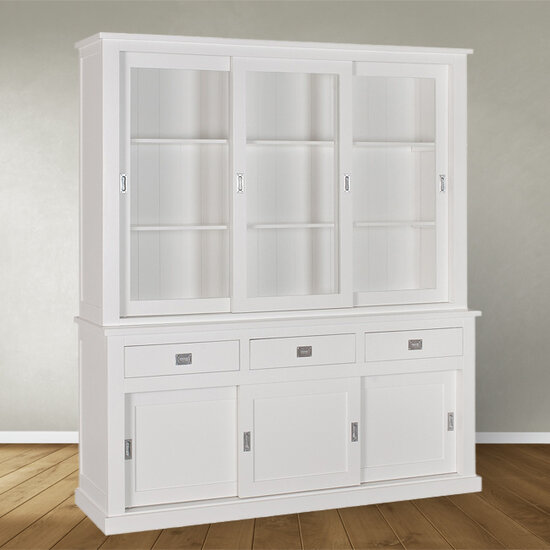 123schrank Buffetschrank Island 02 - 200x50x220H cm - schlankes Design - 3 Schrankschiebetüren - 3 Schubladen - 3 geschlossene Schiebetüren