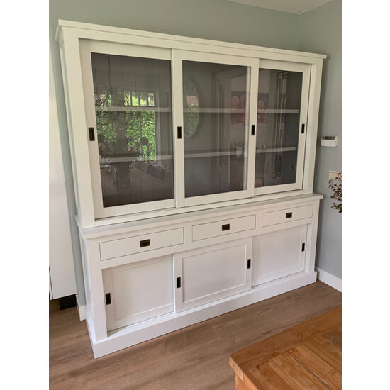 123schrank Buffetschrank Island 02 - 200x50x220H cm - schlankes Design - 3 Schrankschiebetüren - 3 Schubladen - 3 geschlossene Schiebetüren