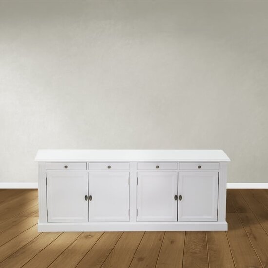 123schrank Sideboard Privatbibliothek - 200x40x80H cm - 4 Schubladen - 4 geschlossene Flügeltüren