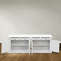 123schrank Sideboard Privatbibliothek - 200x40x80H cm - 4 Schubladen - 4 geschlossene Flügeltüren
