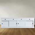 123schrank Sideboard Atlanta - 300x50x90H cm - 4 Soft-Close-Schubladen - 4 geschlossene Schiebetüren