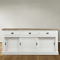 123schrank Sideboard Brooklyn 01 - 200x46x90H cm - mit Eichenplatte - 3 Soft-Close-Schubladen - 3 geschlossene Schiebetüren