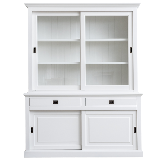 123schrank Buffetschrank Kolumbien - 177x50x230H cm - 2 Glasschiebetüren - 2 Soft-Close-Schubladen - 2 geschlossene Schiebetüren