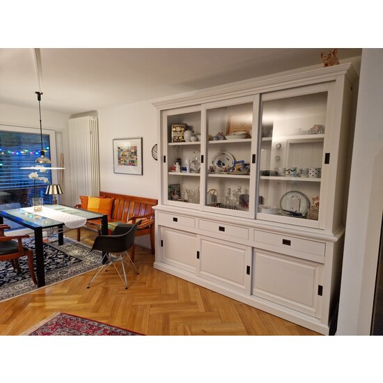 123schrank Buffetschrank Mexico - 230x50x230H cm - 3 Schiebetüren in der Vitrine - 3 Schubladen - 3 geschlossene Schiebetüren