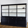 123schrank Buffetschrank Miami Beach - 220x53x218H cm - 3 Schiebetüren für Vitrinen - 3 Schubladen - 3 geschlossene Schiebetüren - Glasseiten