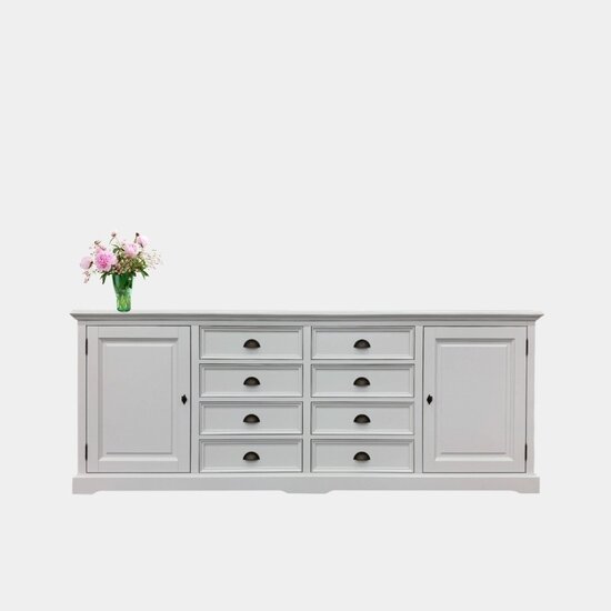 123schrank Sideboard San Pietro - 235x55x90H cm - 2 geschlossene Flügeltüren - 8 Soft-Close-Schubladen