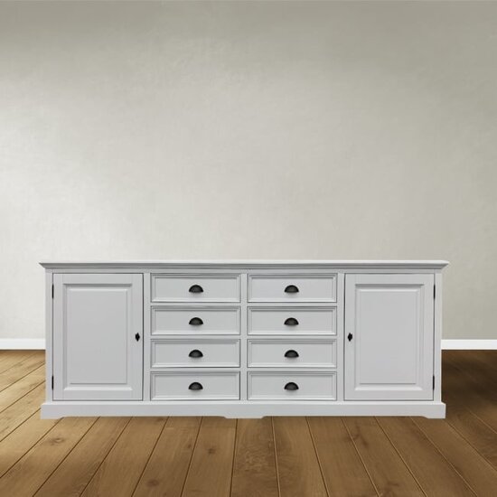 123schrank Sideboard San Pietro - 235x55x90H cm - 2 geschlossene Flügeltüren - 8 Soft-Close-Schubladen