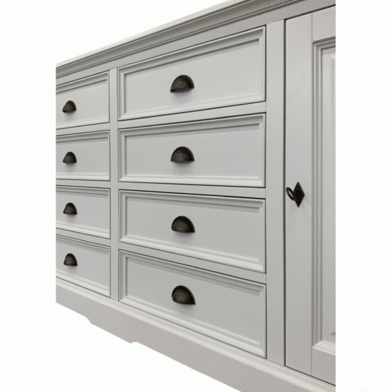 123schrank Sideboard San Pietro - 235x55x90H cm - 2 geschlossene Flügeltüren - 8 Soft-Close-Schubladen