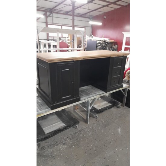 123schrank Schreibtisch King Louis - 180x70x78H cm - Eichenplatte - 1 geschlossene Flügeltür - 3 Soft-Close-Schubladen - Englischer Stil