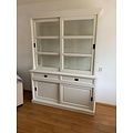 123schrank Buffetschrank Miami beach - 160x53x218H cm - 2 Schranktüren - 2 Schubladen - 2 geschlossene Schiebetüren - Glasseiten
