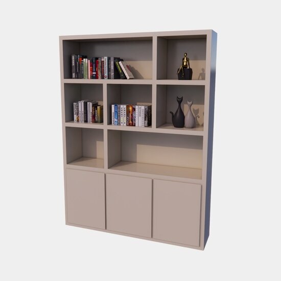 123schrank Manhattan 03 Regal - 180x40x240H cm - schlankes Design - 3 push-to-open Türen - offene Einlegeböden - grifflose Türen - 5cm Bodenstärke