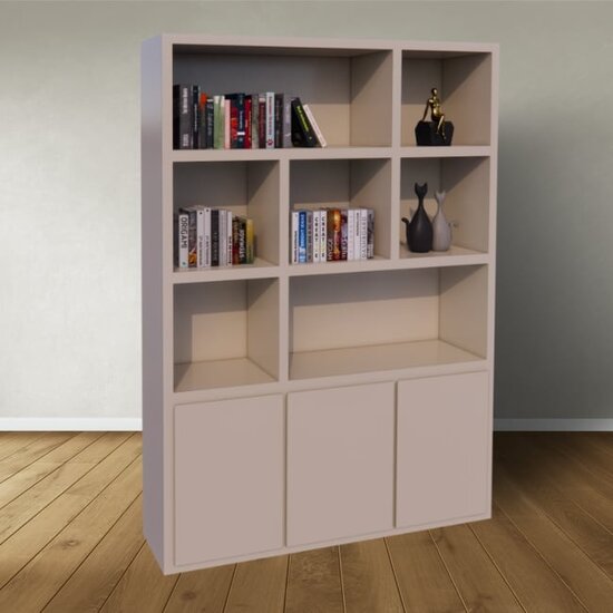 123schrank Manhattan 03 Regal - 180x40x240H cm - schlankes Design - 3 push-to-open Türen - offene Einlegeböden - grifflose Türen - 5cm Bodenstärke