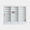 123schrank Classy Library Bücherregal - 300x43x240H cm - 18 verstellbare Bücherregale - 6 Schubladen