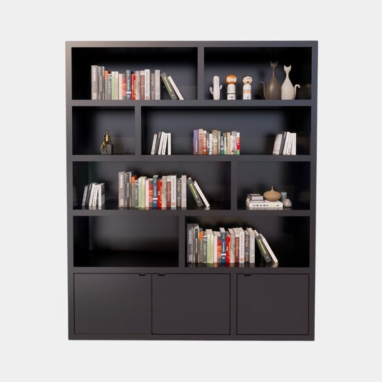 123schrank Kleiderschrank London 01 - 200x40x240H cm - 3 geschlossene Türen - offene Fächer - schlankes Design