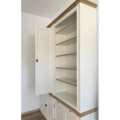 123schrank Bücherregal Moon - 200x43x240H cm - mit Eiche - 6 geschlossene Flügeltüren - 2 ausziehbare Fachböden - verstellbare Fachböden