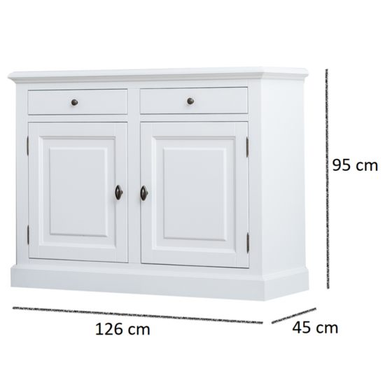 123schrank Sideboard Kroatien - 126x45x95H cm - 2 Schubladen - 2 Flügeltüren