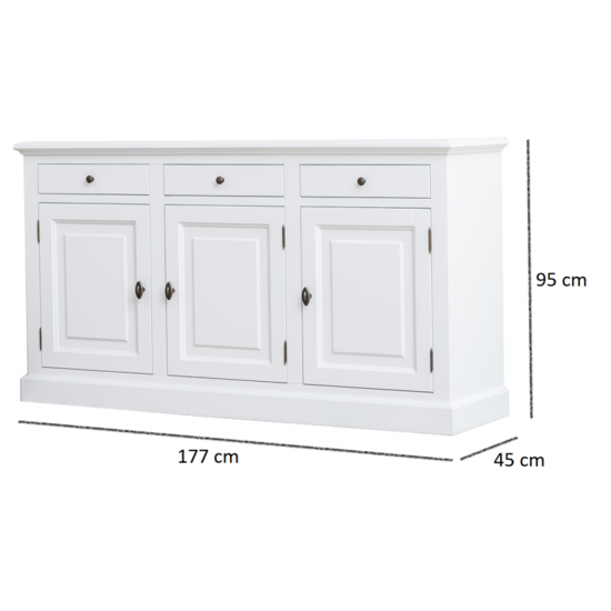 123schrank Anrichte Pula - 177x45x95H cm - 3 Schubladen - 3 Flügeltüren