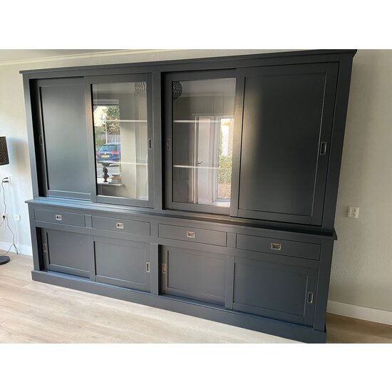 123schrank Buffetschrank Canada - 300x50x220H cm - 4 Schiebetüren aus Glas - 4 geschlossene Schiebetüren - 4 Soft-Close-Schubladen