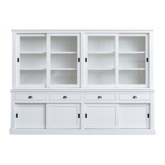 123schrank Buffetschrank Canada - 300x50x220H cm - 4 Schiebetüren aus Glas - 4 geschlossene Schiebetüren - 4 Soft-Close-Schubladen