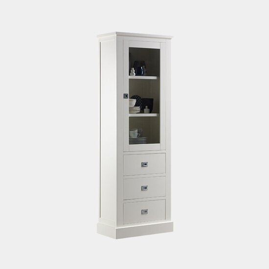 123schrank Vitrine Island 07 - 75x40x215H cm - 1 Schranktür - 3 Schubladen