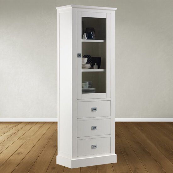 123schrank Vitrine Island 07 - 75x40x215H cm - 1 Schranktür - 3 Schubladen