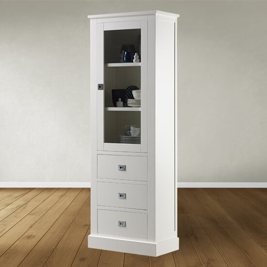 123schrank Vitrine Island 07 - 75x40x215H cm - 1 Schranktür - 3 Schubladen