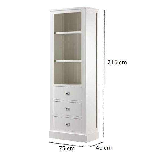 123schrank Bücherregal Island 09 - 75x40x215H cm - 2 Fachböden - 3 Soft-Close-Schubladen