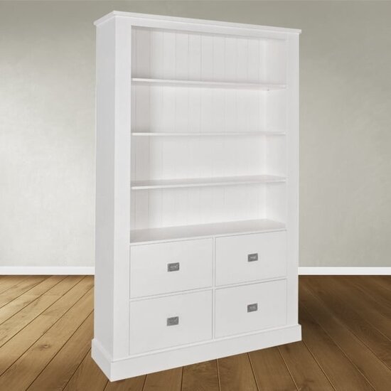 123schrank Bücherregal Island 10 - 120x40x215H cm - 3 Einlegeböden - 4 Soft-Close-Schubladen