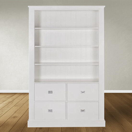 123schrank Bücherregal Island 10 - 120x40x215H cm - 3 Einlegeböden - 4 Soft-Close-Schubladen