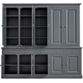 123schrank Buffetschrank Santa Maria - 260x45x230H cm - geschlossene Türen im Oberschrank - 10 Flügeltüren - 5 Soft-Close-Schubladen - verstellbare Einlegeböden