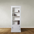 123schrank Venetia Bücherregal - 75x35x190H cm - kleines Bücherregal - 3 Fachböden - 1 Flügeltür