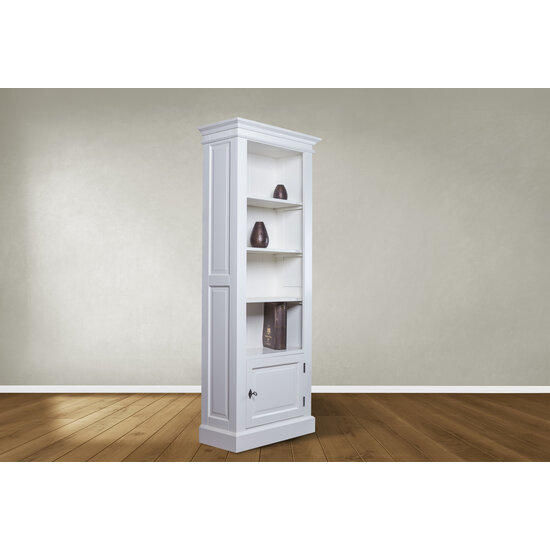 123schrank Venetia Bücherregal - 75x35x190H cm - kleines Bücherregal - 3 Fachböden - 1 Flügeltür