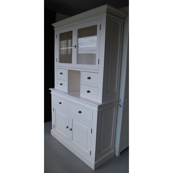 123schrank Buffetschrank Cucina - 120x45x200H cm - 2 Schranktüren - 6 Schubladen - mit offenem Fach - 2 Flügeltüren