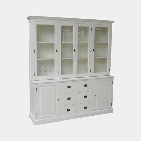 123schrank Buffetschrank Lin 01 - 200x48x220H cm - 4 Flügeltüren - 6 Soft-Close-Schubladen - 2 geschlossene Flügeltüren