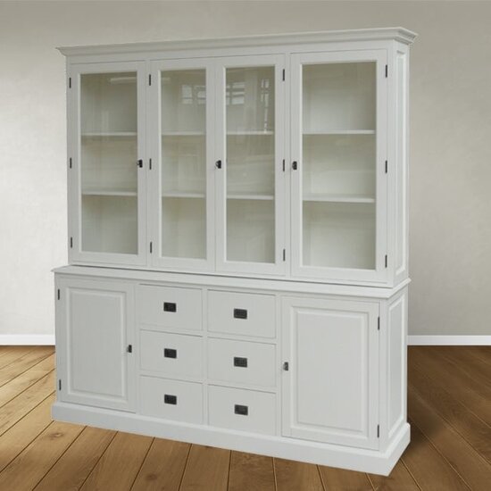 123schrank Buffetschrank Lin 01 - 200x48x220H cm - 4 Flügeltüren - 6 Soft-Close-Schubladen - 2 geschlossene Flügeltüren