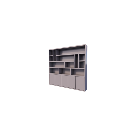 123schrank Kleiderschrank Las Vegas - 250x35x240H cm - offene Einlegeböden - schlankes Design - 5 grifflose Türen