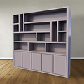 123schrank Kleiderschrank Las Vegas - 250x35x240H cm - offene Einlegeböden - schlankes Design - 5 grifflose Türen