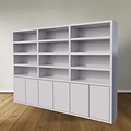 123schrank Bücherregal / Regalschrank Stellenbosch - 300x40x220H cm - schlankes Design - 6 grifflose Türen - offene Regale
