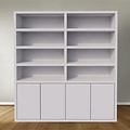 123schrank Bücherregal / Regalschrank Stellenbosch - 200x40x220H cm - schlankes Design - 4 grifflose Türen - offene Regale