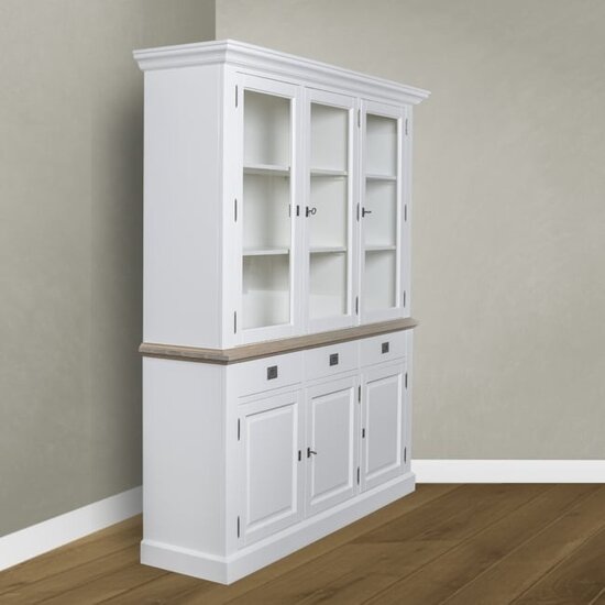 123schrank Buffetschrank Sara 01 - 180x46x206H cm - Eiche Zwischenboden - 3 Schranktüren mit Scharnieren - 3 Schubladen mit Soft Close - 3 geschlossene Scharniertüren