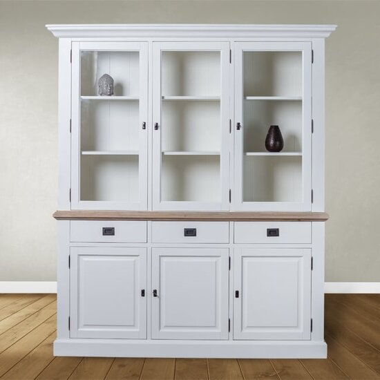 123schrank Buffetschrank Sara 01 - 180x46x206H cm - Eiche Zwischenboden - 3 Schranktüren mit Scharnieren - 3 Schubladen mit Soft Close - 3 geschlossene Scharniertüren